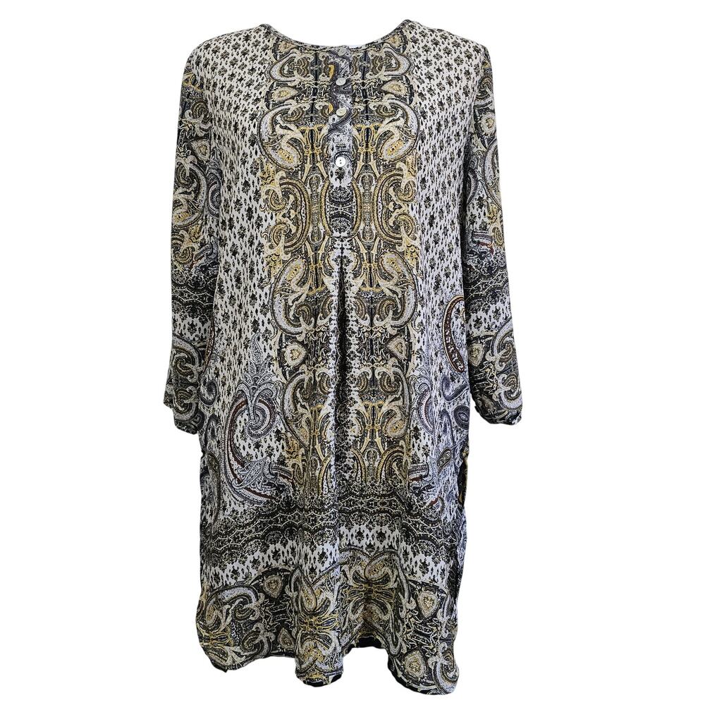Fig and Flower Anthropologie-Style Paisley Boho Tunic Top Women’s Size L